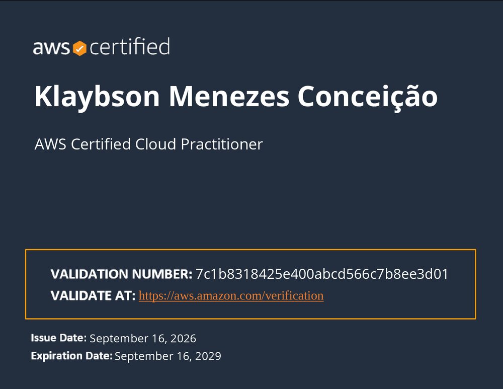 Comprovante de aprovação de Klaybson Menezes Conceição